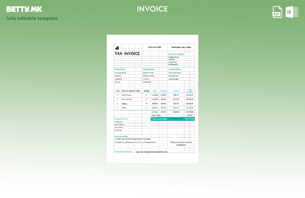 Шаблон за даночна фактура за печатење во модерен стил